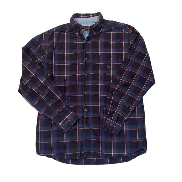 Bit & Bridle Navy Red Plaid Long Sleeve Button Up Shirt Men Size Medium - Picture 1 of 11